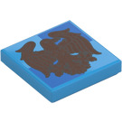 LEGO Mörk Azure Bricka 2 x 2 med Ravenclaw Symbol med skåra (3068 / 107486)