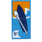 LEGO Dark Azure Tile 2 x 4 with Dark Blue Surfboard and White Paddle Sticker (87079)