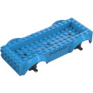 LEGO Dark Azure Vehicle Base 8 x 16 x 2.5 with Dark Stone Gray Wheel Holders with 3 Holes (18937)