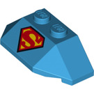LEGO Dark Azure Keil 2 x 4 Verdreifachen mit Supergirl Logo (36022 / 47759)