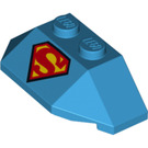 LEGO Dark Azure Wedge 2 x 4 Triple with Supergirl Logo (36022 / 47759)