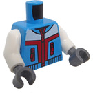 LEGO Mørk Azure Kvinde med Mørk Azure Zipped Jakke Minifig Torso (973 / 76382)