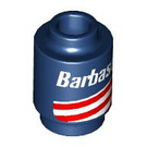 LEGO Mørkeblå Klods 1 x 1 Rund med "Barbasol" med åben knops (3062 / 103614)