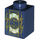 LEGO Dunkelblau Stein 1 x 1 mit Chinese Tea Caddy mit Gold Dragons (3005 / 106167)