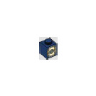 LEGO Donkerblauw Steen 1 x 1 met Gold Dragons en Rectangle Emblem met Zilver Halve Circles (3005)