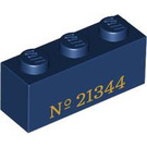 LEGO Dark Blue Brick 1 x 3 with 'No 21344' (3622 / 104837)