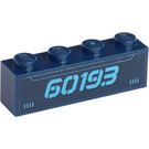 LEGO Bleu foncé Brique 1 x 4 avec '60193' Autocollant (3010)