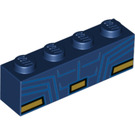 LEGO Dark Blue Brick 1 x 4 with Gold and Lines (3010 / 39081)