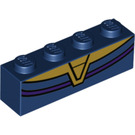 LEGO Bleu foncé Brique 1 x 4 avec Gold Neck (3010 / 38575)