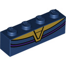 LEGO Donkerblauw Steen 1 x 4 met Gold Neck (3010 / 38575)