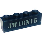LEGO Dark Blue Brick 1 x 4 with 'JW16N15' Sticker (3010)
