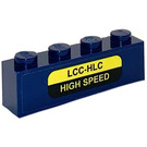LEGO Bleu foncé Brique 1 x 4 avec LCC-HLC HIGH SPEED Autocollant (3010)