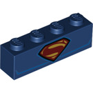 LEGO Dark Blue Brick 1 x 4 with superman Logo (3010 / 39079)