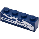 LEGO Dark Blue Brick 1 x 4 with 'V8 SuperFast' (Right) Sticker (3010)