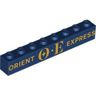 LEGO Mørk blå Kloss 1 x 8 med "ORIENT EXPRESS" (3008 / 105709)