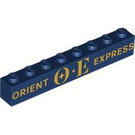LEGO Dark Blue Brick 1 x 8 with "ORIENT EXPRESS" (3008 / 105709)