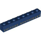 LEGO Dark Blue Brick 1 x 8 with 'VOITURE RESTAURANT' (3008 / 105410)