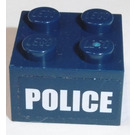 LEGO Dark Blue Brick 2 x 2 with 'POLICE' Sticker (3003)
