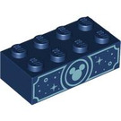 LEGO Dark Blue Brick 2 x 4 with Mickey Mouse head and Stars (3001 / 102135)