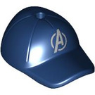 LEGO Mörkblå Keps med Kort Böjd Bill med Hål på Topp med Avengers logotyp (11303 / 103697)