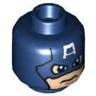 LEGO Dark Blue Captain America Head (Recessed Solid Stud) (3626)