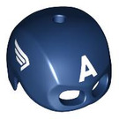 LEGO Bleu Foncé Capitaine America Casque avec "A" (Pas de contour) (45779 / 69460)