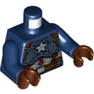 LEGO Dark Blue Captain America with Hair and Detailed Suit Minifig Torso (973 / 76382)