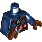 LEGO Donkerblauw Kapitein America met Helm en Reddish Bruin Handen Minifiguur Torso (973 / 76382)