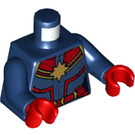 LEGO Mørkeblå Kaptajn Marvel med Medium Dark Kød Hår Minifig Torso (973 / 76382)