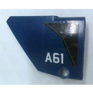 LEGO Dark Blue Curved Panel 13 Left with 'A61' on Dark Blue Pattern Sticker