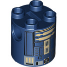 LEGO Dark Blue Cylinder 2 x 2 x 2 Robot Body with Gold Markings (Undetermined) (18113)