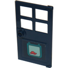 LEGO Dark Blue Door 1 x 4 x 6 with 4 Panes and Stud Handle with Coral Turtle on Pet Door Sticker (60623)