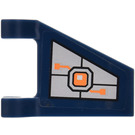 LEGO Donkerblauw Vlag 2 x 2 Angled met Circuitry Sticker zonder uitlopende rand (44676)