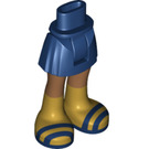 LEGO Dunkelblau Hüfte mit Basic Gebogen Skirt mit Gold Boots und Dark Blau Streifen mit dickem Scharnier (35634)