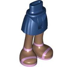 LEGO Donkerblauw Heup met Basic Gebogen Skirt met Pink Sandals met dun scharnier (2241)
