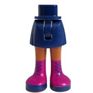 LEGO Dunkelblau Hüfte mit Basic Gebogen Skirt mit Purple Shoes mit dickem Scharnier (2241)