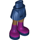 LEGO Donkerblauw Heup met Basic Gebogen Skirt met Purple Shoes met dik scharnier (35634)