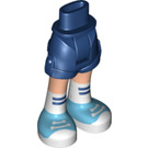 LEGO Dark Blue Hip with Rolled Up Shorts with Blue Shoes with White Laces with Thick Hinge (35556 / 35557)