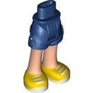 LEGO Bleu foncé Hanche avec Rolled En haut Shorts avec Jaune Shoes avec blanc Laces avec charnière épaisse (11403 / 35557)