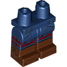 LEGO Dunkelblau Hüften und Beine mit Reddish Brown Boots mit Buttons und rot Streifen (3815)
