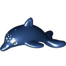 LEGO Dunkelblau Springen Delfin mit Unterseite Achse Halter mit Splotches auf Kopf (13392 / 103432)