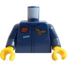 LEGO Dunkelblau Minifigur Torso Gold Flügel Abzeichen und Propeller auf der Rückseite (973)