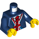 LEGO Dark Blue Minifig Torso with Jacket, Vest with UK Flag and Tie (973 / 76382)