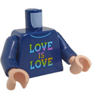 LEGO Mörkblå Minifigur Kropp med LOVE IS LOVE Skjorta (973 / 76382)