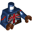 LEGO Mørk blå Minifigur Overkropp med Union Jack Flagg og Harness (973)