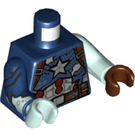 LEGO Dark Blue Minifig Torso with Weathered Captain America Decoration and 1 Light Aqua Arm (973)