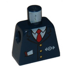 LEGO Mørkeblå Minifig Torso uden arme med Jakke, hvid Skjorte, Rød Tie, og Transportation logo (973)