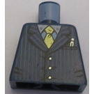 LEGO Donkerblauw Minifiguur Torso zonder armen met Pinstripe Jasje en Gold Tie en Pen (973)