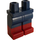 LEGO Mørkeblå Minifigur Hofter og ben med Mørkerød Boots (21019 / 27975)