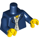 LEGO Tmavě modrá Minifigurka Trup Open Bunda s Límec over Bílá Buttoned Košile (76382 / 88585)